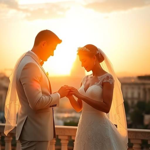 Fotografia di un matrimonio al Campidoglio, Roma: gli sposi si scambiano gli anelli.