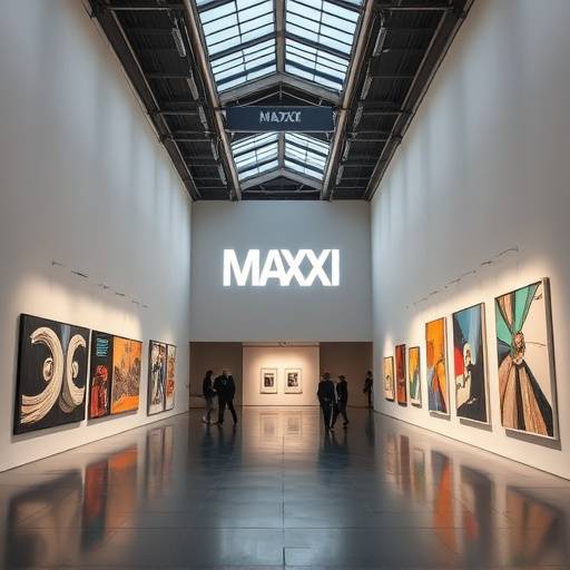 Fotografia di una mostra d'arte contemporanea al MAXXI di Roma.